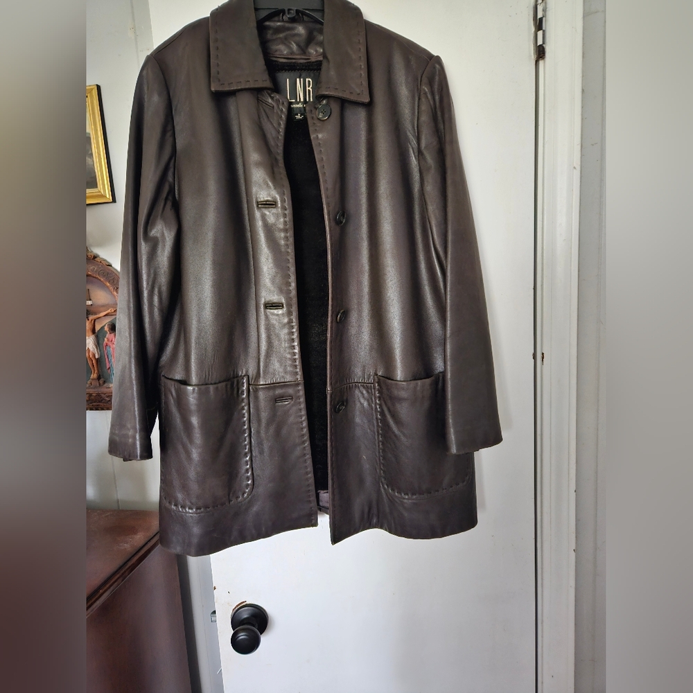 Womens Brown Leather Barn Jacket M